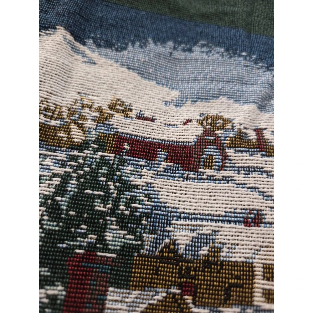 Two Tapestry Snowman Christmas Stockings Nostalgic Countryside Scene Pair